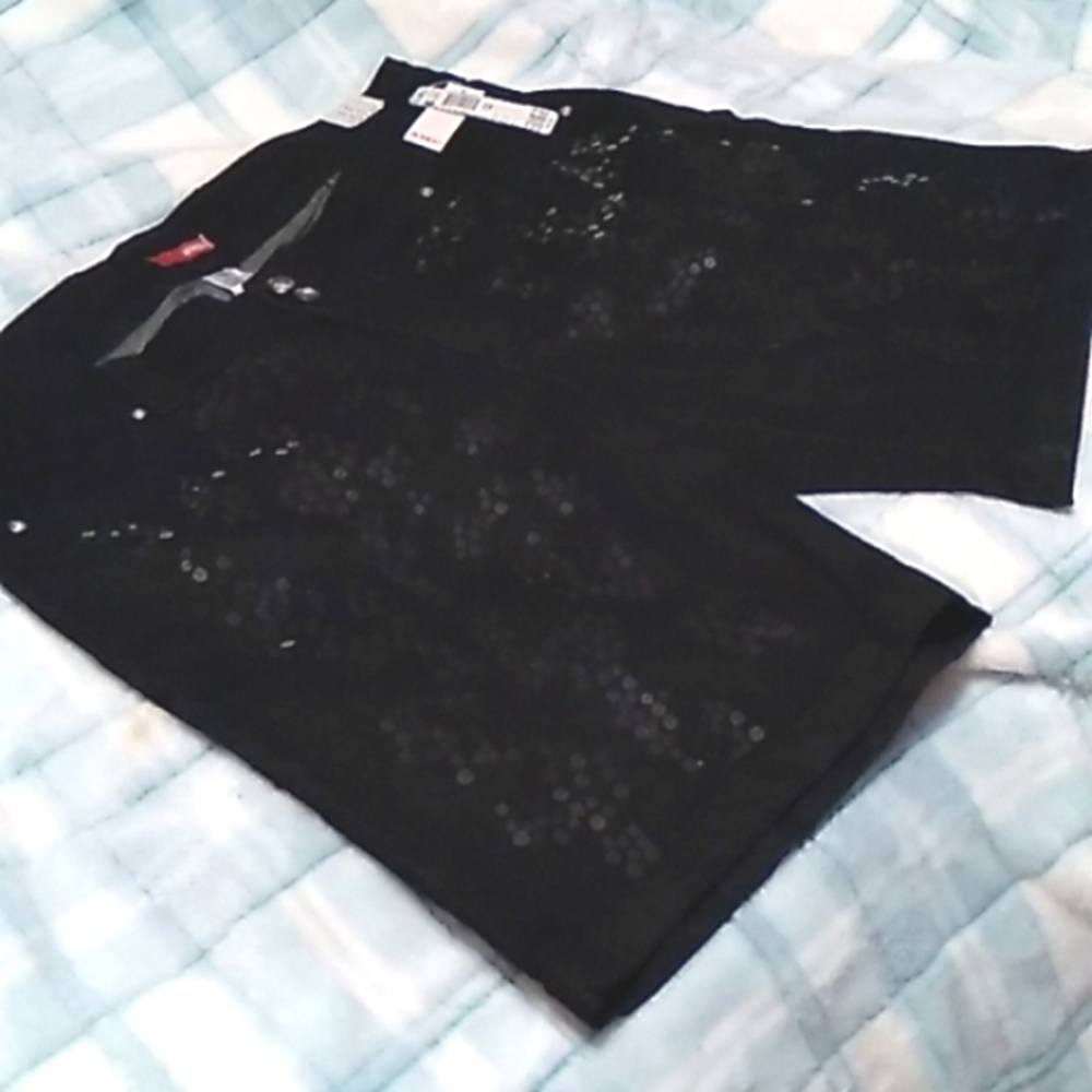 BONGO Black denim shorts with bling! NWT. 18W  Juniors